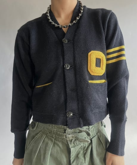 【USED】 Vintage Wool Lettered Cardigan/241130-010