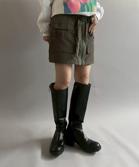 【USED】 Double Zip up Pocket Design Mini Skirt /251012-007
