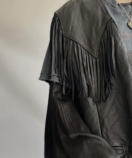 【USED】 Real Leather Fringe Vest / 231112-004