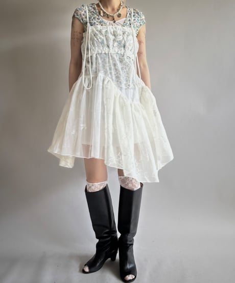 【RE;CIRCLE】RE Crochet Lace Patch work Camisole One-Piece Middle/250731-009