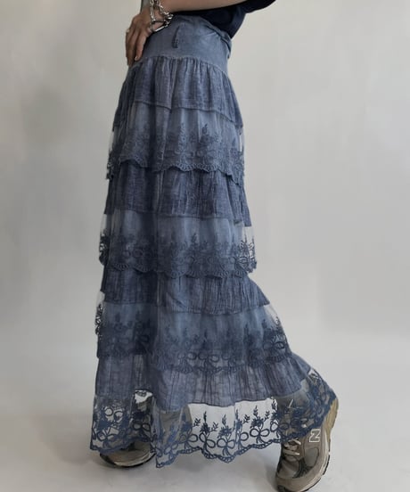【USED】 Tiered Lace Long Skirt /220716-017