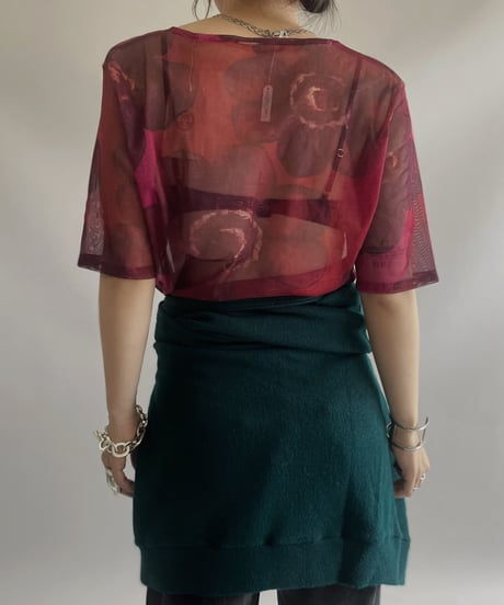 【USED】S/S Flower Patterned Sheer Top/ 230909-019