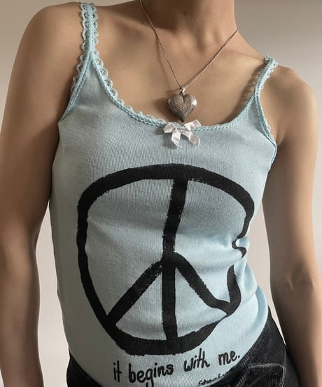 【USED】 Made in USA 80's Peace Mark Camisole Top /250301-012