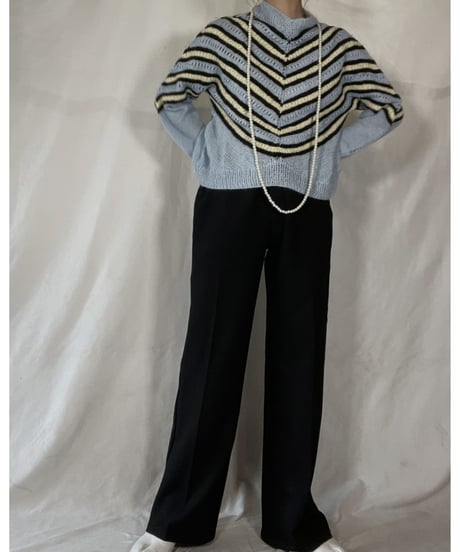 【USED】   Stripe Pattered Knit L/S Top/211216-032