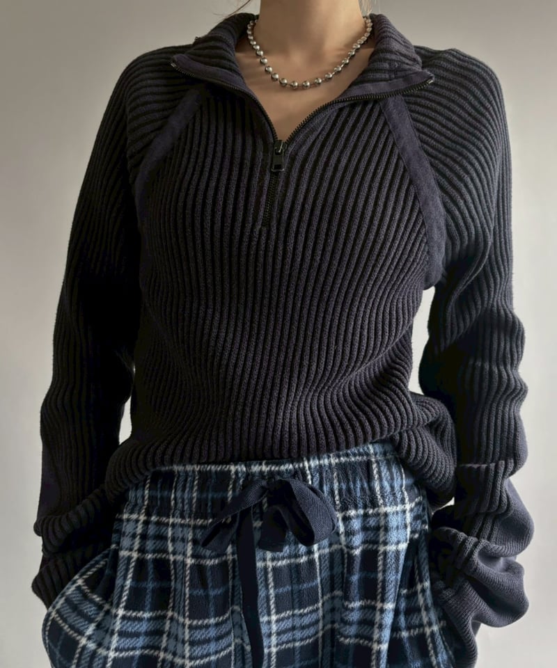 USED】 ARMANI EXCHANGE Half Zip Rib Knit Top /