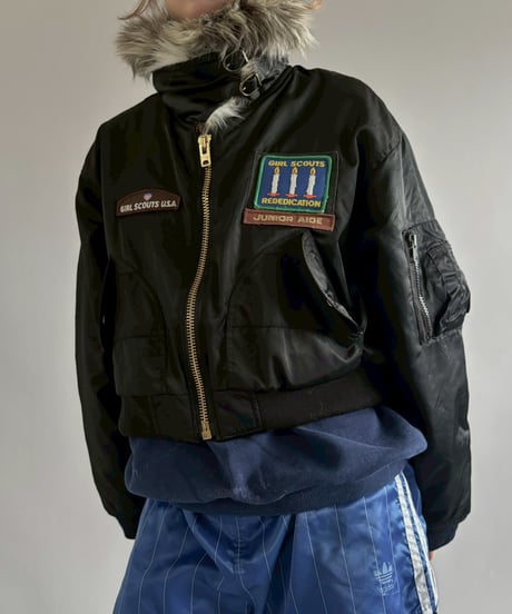 【RE;CIRCLE】  RE MA-1 Patched Fur Collar Short Jacket Black/ 251120-006