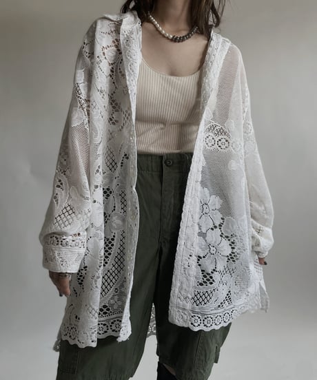 【RE;CIRCLE】 RE Crochet Lace Big Shirt / 220427-006