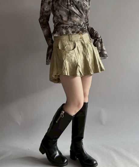 【USED】 Shiny Flared Mini Skirt / 251206-022