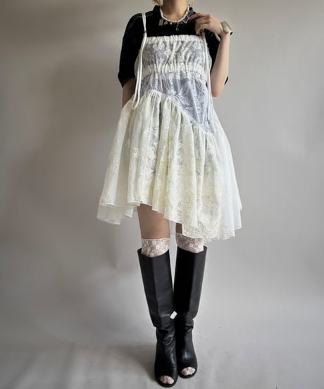 【RE;CIRCLE】RE Crochet Lace Patch work Camisole One-Piece Middle/250731-007
