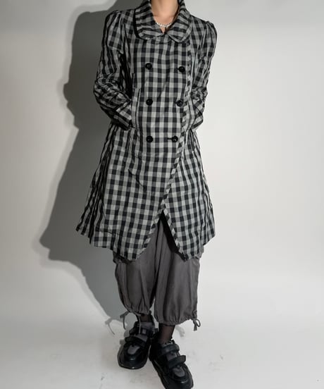【USED】 Marithé+François Girbaud Packable Checkered Double-Breasted Coat /MS2511-001
