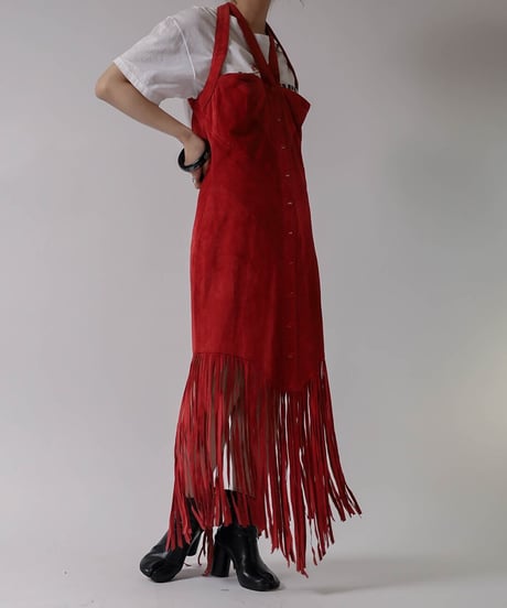 【USED】 Suede Fringe Dress/ 220324-017