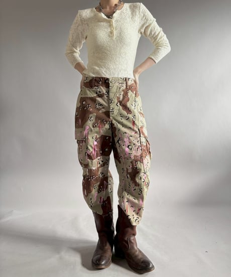 【USED】 Military Camouflage Cut Off Paint Pants /260226-014