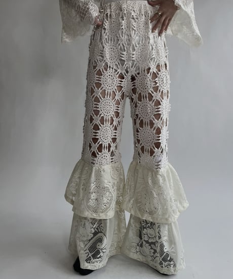 【RE;CIRCLE】 RE Crochet Lace Tiered Pants / 220526-032