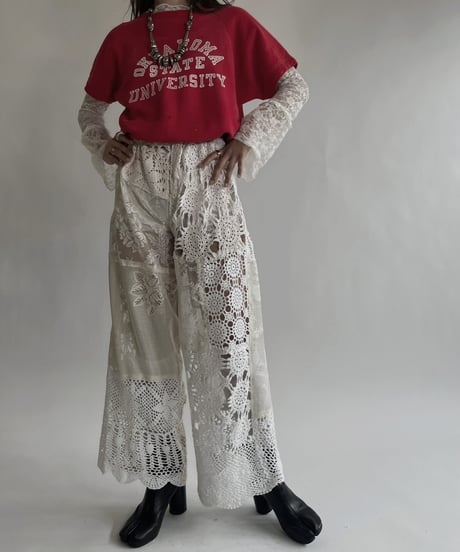 【RE;CIRCLE】 RE Crochet Lace Patchwork Pants / 220526-018