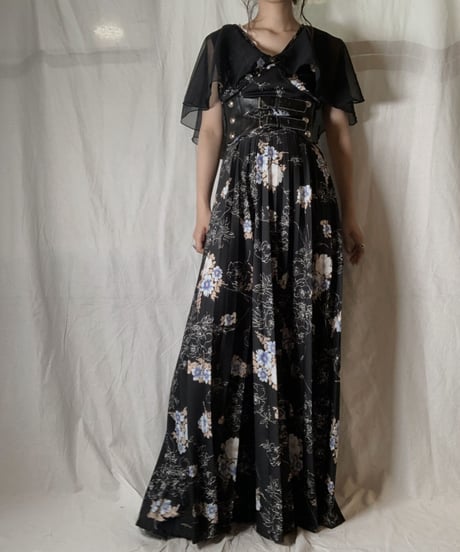 【USED】 EURO Poly Flower Patterned N/S Dress/210714-034