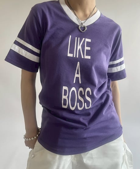 【USED】 LIKE A BOSS V-Neck Ringer T-Shirt /250503-008