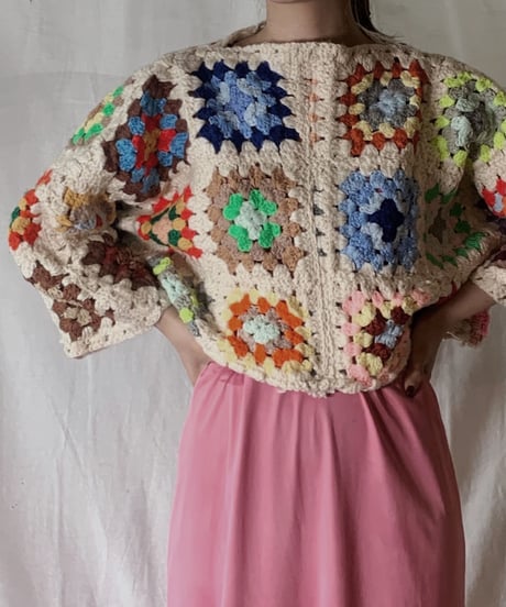【RE;CIRCLE】 Short Sleeve Granny Knit Top② /210404-002