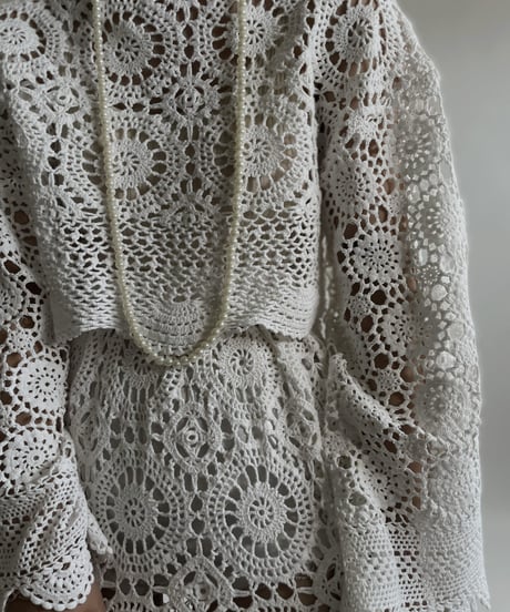 【RE;CIRCLE】 RE Crochet Lace Shirt Tops / 220427-012