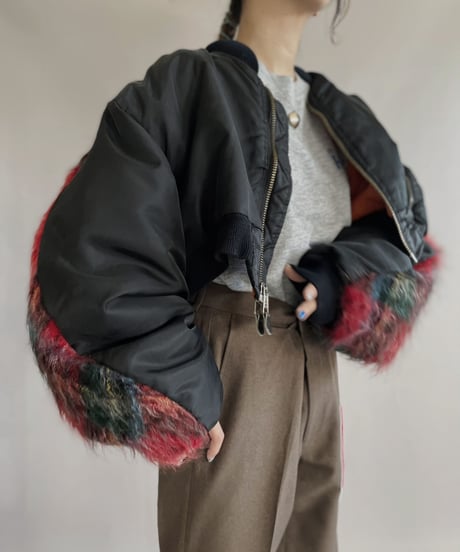 【RE;CIRCLE】 RE Short MA-1 Mohair Jacket Black / 230112-023
