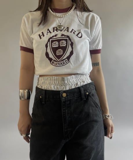 【USED】 Made in USA 80's Champion HARBARD Ringer T-Shirt  /240629-025