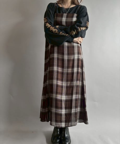 【USED】 Checked Camisole Long One-Piece  /251004-010
