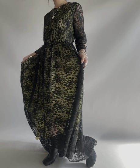 【USED】 Lace Sheer Long One-Piece/ 2301125-028