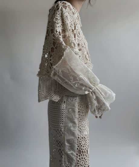 【RE;CIRCLE】 RE Crochet Lace Patchwork Tops / 220427-021