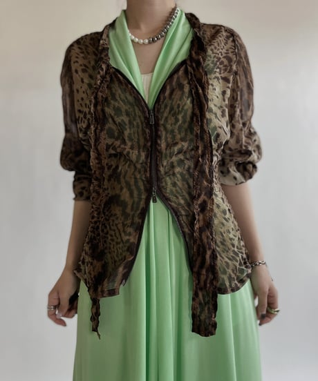 【USED】 YSL Leopard Long Sleeves Blouse / 220514-011
