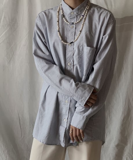 【RE;CIRCLE】 RE Stripe Band Collar Shirt②/210414-028