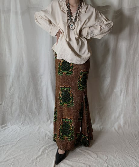 【USED】 African Batik Skirt③/210428-010