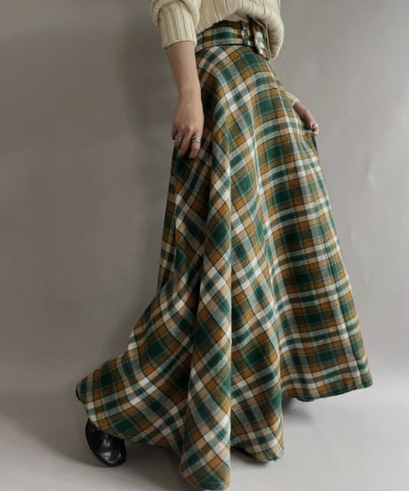 【USED】  Checked Long Skirt / 221105-023