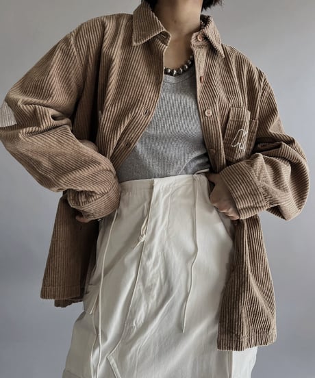【Mashup Products】 Silk Screen Cotton 100% Corduroy Shirt/  240217-009