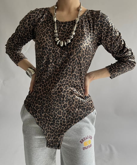 【USED】  Leopard Patterned Velour Leotard Top /241214-004
