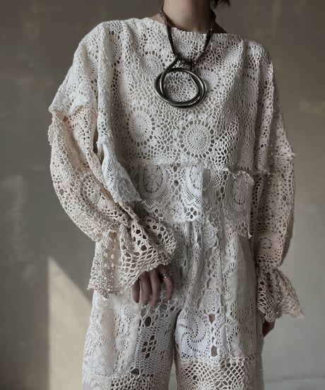 【RE;CIRCLE】 RE Crochet Patchwork L/S Top③/20220317-004