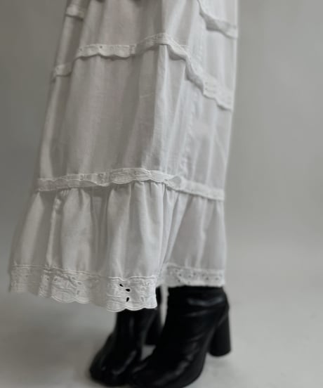 【USED】 White Cotton Sleeved One-piece / 220702-019