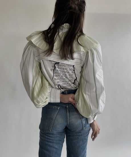 【RE;CIRCLE】 RE Striped Shirt Detachable Collar + Bolero / 220609-012