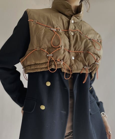 【RE;CIRCLE】 RE Draw Code Down Vest Brown×Orange / 221215-010