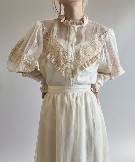 【USED】 Sheer Sleeve Design Shirt  / 250628-026