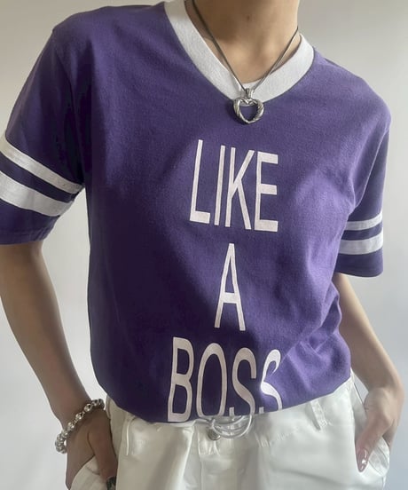 【USED】 LIKE A BOSS V-Neck Ringer T-Shirt /250503-008