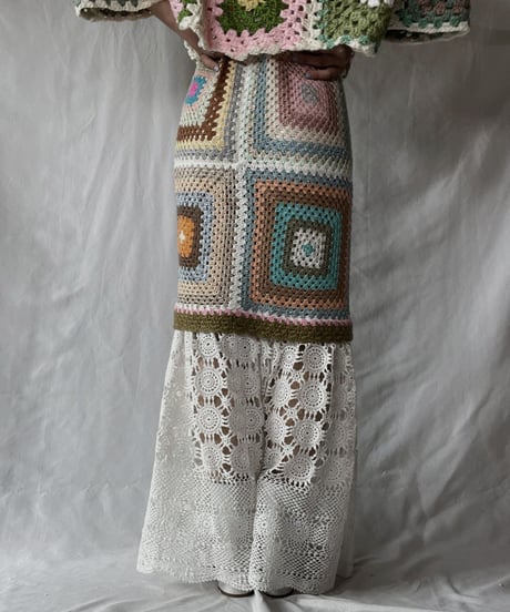 【RE;CIRCLE】 RE Granny × Crochet Long Skirt②/211014-022