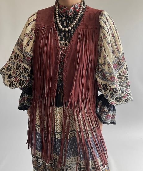 【USED 】Pig Skin Fringe Vest /240912-003