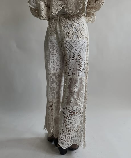 【RE;CIRCLE】 RE Crochet Lace Patchwork Pants / 220427-022
