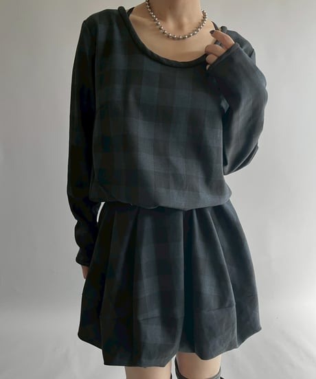 【USED】 Cop.Copine Balloon Hem Checked One-Piece  /251014-021