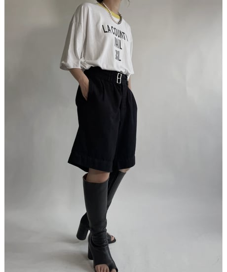 【MEND】  Italian ARMY Dyed Gurkha shorts -Black- / 220625-010
