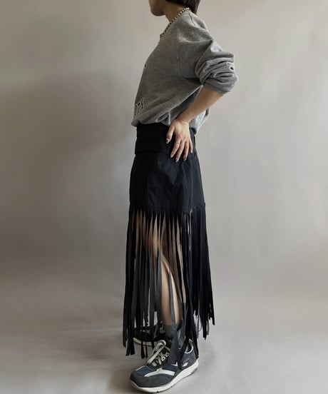 【RE;CIRCLE】 RE Trench Fringe Skirt Navy / 240407-027