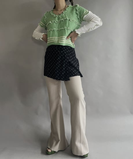 【USED】 Flower Patterned Poly Mini Skirt / 230323-003