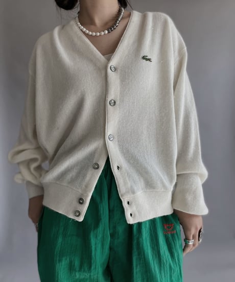 【USED】 IZOD Lacoste Acrylic Knit Cardigan White / 230128-019