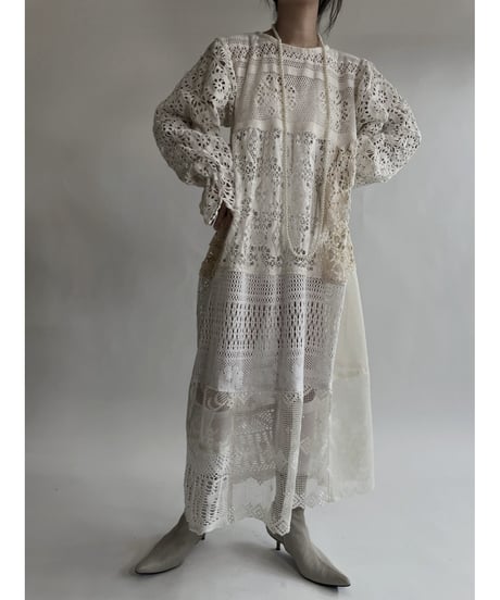 【RE;CIRCLE】 RE Crochet Lace Patchwork One-piece / 220526-011