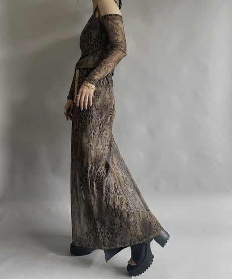 【USED】 Poly Leopard Patterned See-through One-piece / 230401-020