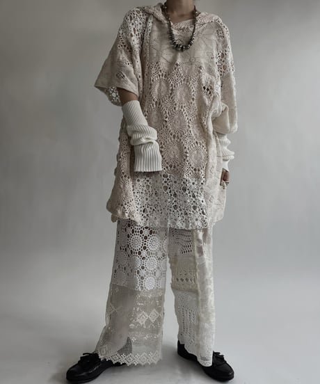 【RE;CIRCLE】 RE Crochet Lace Patchwork Hoodie / 220526-022